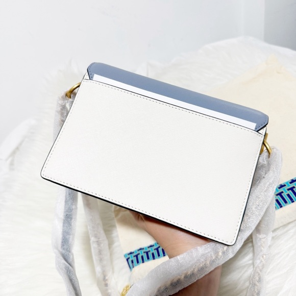 Tory Burch Robinson Color Block Mini Shoulder Bag (Cloud Blue-Ivory-Suede-Green) - Picture 13 of 17